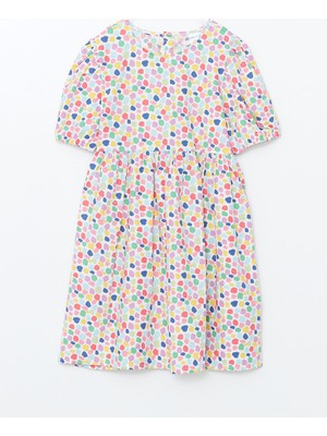 Lc Waikiki Yeni Sezon Bisiklet Yaka Baskılı Kız Çocuk Elbise