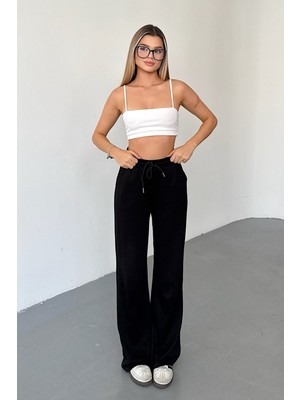 Giysa Kadın Beli Lastikli Çift Cepli Eşofman Altı Siyah - MS0001328