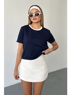 Giysa Kadın Kısa Kollu 3ip Basic Sweatshirt Lacivert - MS0001429