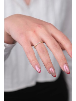 Güzide Kuyumcu 14 Ayar Altın Minimal Taşlı Yüzük 957