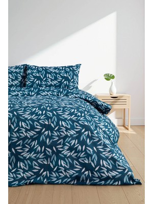 Favora Noven Lastikli Çarşaflı Çift Kişilik Nevresim Takımı - Petrol