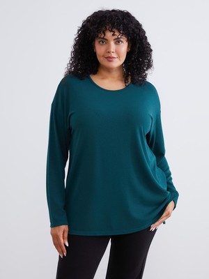 Lc Waikiki Yeni Sezon Büyük Beden Bisiklet Yaka Oversize Kadın Tişört