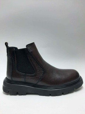 Zeybek Hakiki Deri Hafif Taban Bağcıksız Kışlık Erkek Bot C-811203ZYBK