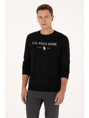 U.S. Polo Assn. Erkek Regular Fit Bisiklet Yaka Siyah İnce Basic Sweatshirt 50313743-VR046