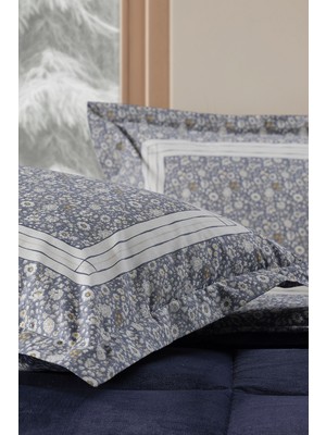 Doqu Home Monica Next Çift Kişilik Yorgan Seti %100 Pamuk 195x215 cm Lacivert Desenli