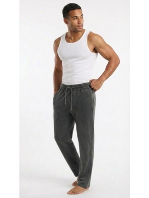 Kly Erkek %100 Pamuk Eşofman Altı Tek Alt Rahat Kesim Füme Renk C7T3N01