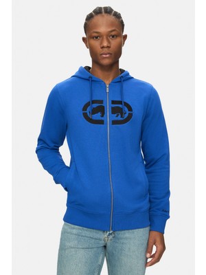 Ecko Unltd. Grayton Mavi Kapüşonlu Fermuarlı Nakışlı Standart Erkek Hırka