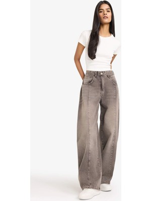 DeFacto Barrel Fit Yüksek Bel Uzun Jean Yıkamalı Pantolon G6541AX25CW