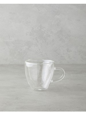 English Home Heartie Borosilikat Cam Double Wall Kupa 160 ml Şeffaf