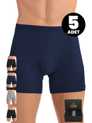 Öts Premium 5’li Erkek Modal Boxer - Hediye Kutulu, Ultra Yumuşak Modal Kumaş, Esnek Kalıp, Etiketsiz ve Kaliteli Boxer