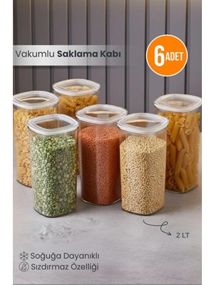 Orvila 6'lı Clario Sızdırmaz Saklama Kabı Vakumlu Erzak Kabı 2l