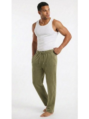 Kly Erkek %100 Pamuk Eşofman Altı Tek Alt Rahat Kesim Olive Renk C7T3N01