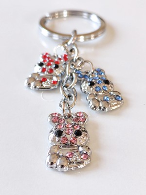 Moncuk Design Renkli Taşlarla Süslü Ayıcıklardan Metal Anahtarlık