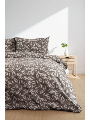 Favora Noven Lastikli Çarşaflı Çift Kişilik Nevresim Takımı - Kahverengi