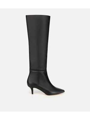 Hotiç Kadın Deri Siyah Sivri Burunlu İnce Topuklu Çizme