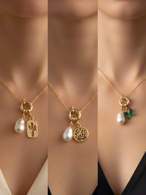 NKT Collection Zümrüt Yeşili Kelebek Hayat Ağacı Kaktüs Incili Kolye