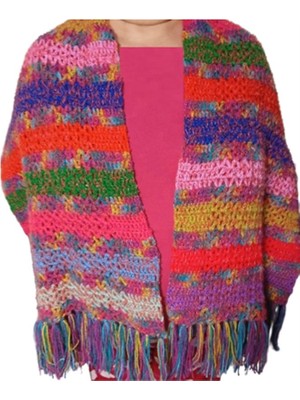 El@Ma El Örgüsü Çok Renkli Kadın Şal Atkı