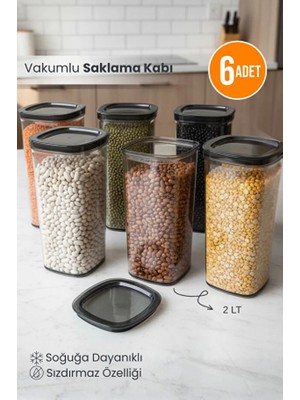 Orvila 6'lı Clario Sızdırmaz Saklama Kabı Vakumlu Erzak Kabı 2l
