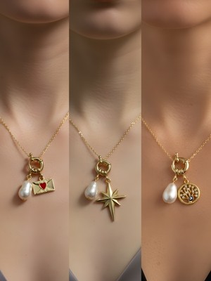 NKT Collection Hayat Ağacı Kutup Yıldızı Kalpli Zarf Incili Kolye