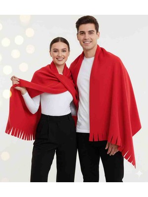 Nergiz Kırmızı Cift Kombini Polar Atki Sal