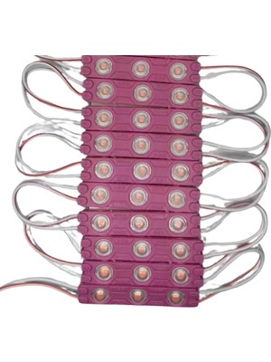 Powerr Led Aydınlatma 12 Volt 1.2 Watt 3 Lensli Pembe 2835 Smd LED Modül IP65 10 Adet Modül