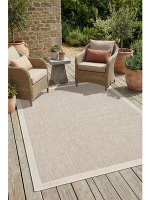 SYH Concept Çerçeveli Desenli Leke Tutmaz, Yıkanabilir Kaymaz Taban Modern Salon ve Mutfak Halısı - Bej Krem 6652