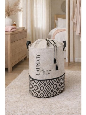  yuvarlak torbalı çamaşır sepetı-35x35x50 cm