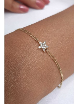 Fiyonk Kuyumculuk 14 Ayar Altın Yıldız Taşlı  Bileklik 1