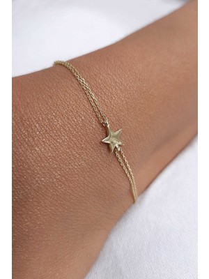 Fiyonk Kuyumculuk 14 Ayar Altın Yıldız Detaylı  Bileklik