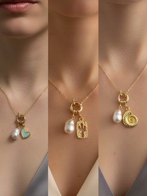 NKT Collection Deniz Kabuğu Kaktüs Kupa As Incili Kolye