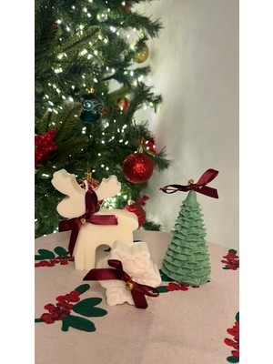 Gündoğdu Orman Ürünleri Mum Yılbası 3-Lü Geyik, Kartanesi, Cam Ağacı Mum