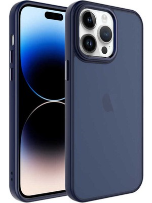 Netzy iPhone 14 Pro Max Uyumlu Buzlu Sert Pc Safa May Kılıf-Lacivert