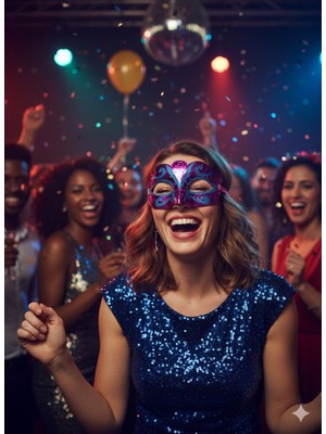 Dodomar Simli Kabartmalı Mor Yılbaşı Kutlama Maske Gözlüğü Lüks Parti Aksesuarı