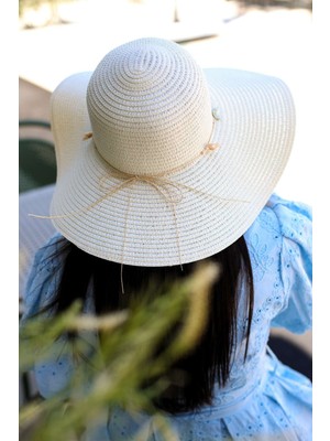 Blackbird Luxe Deniz Kabuklu Hasır Şapka – Kadın Yazlık & Plaj Şapkası