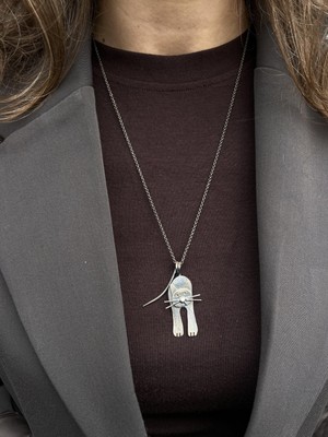 Tep's Jewellery Özel Tasarım Gümüş Eskitme Kedi Kolye