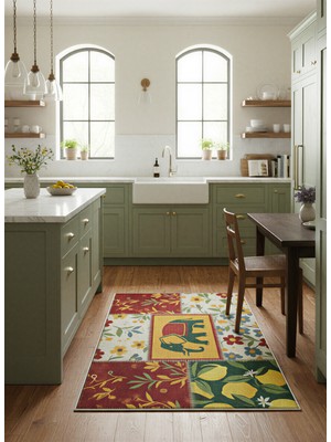 Rose'n Home Arte HD012 Fil ve Çiçek Desenli Dekoratif Şönil Salon Oturma Odası Mutfak Halısı