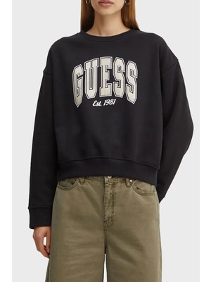 Guess Pamuklu Relaxed Fit Bisiklet Yaka Logolu W4BQ10KBY51