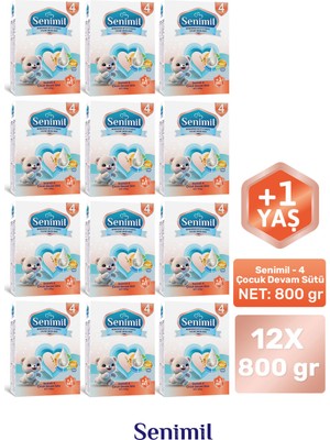 Senimil Senımıl 4 Çocuk Devam Sütü 800 gr (+1 Yaş) 12 Li Avantaj Paketi