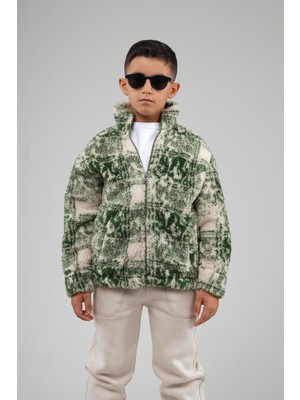 Kingbrich Kids Dik Yaka Fermuarlı Desenli Çocuk Polar