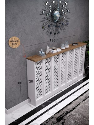 Bagax Pera Model, Beyaz Üstü Çam Renk,iç Ölçü 136 cm Dış Ölçü 140 cm Petek Kaplama, Dresuar