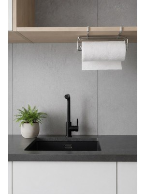 Sas Haus Pratik Dolap Altı Geçmeli Kağıt Havluluk Mutfak Düzenleyici Askı - Delme Gerektirmez Krom