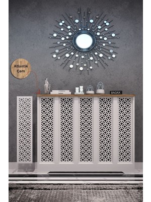 Bagax Pera Model, Beyaz Üstü Çam Renk,iç Ölçü 96 cm Dış Ölçü 100 cm Petek Kaplama, Dresuar