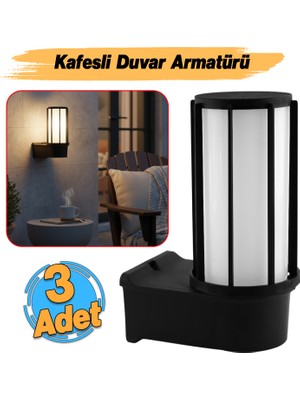 Badem10 (3 Adet) Plastik Sokak Bahçe Kule Aplik Lamba Aydınlatma Bahçe Duvar Armatür E27 Duy Uyumlu 25 cm