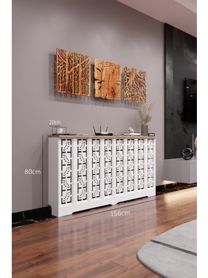 Bagax Assos Model, Beyaz Üstü Çam Renk, 156 cm Petek Kaplama, Dresuar