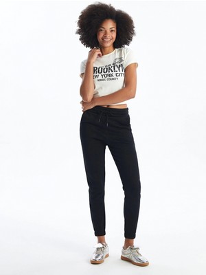 LC Waikiki Xsıde Siyah Beli Lastikli Jogger Kadın Kalın Eşofman Altı