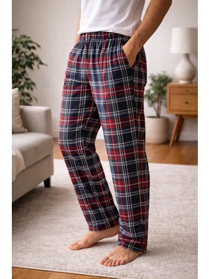 Made By Me Erkek Ekoseli Pijama Altı | %100 Pamuk | Cepli | Rahat Kesim | Günlük & Ev Giyimi