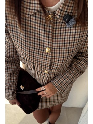 Toprak Kareli Etek Ceket Takım