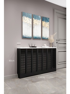 Bagax Ayasofya Model, Siyah Üstü Beyaz Renk,iç Ölçü 136 cm Dış Ölçü 140 cm Petek Kaplama, Dresuar