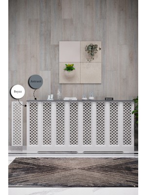 Bagax Zeugma Model, Beyaz Üstü Antrasit Renk,iç Ölçü 156 cm Dış Ölçü 160 cm Petek Kaplama, Dresuar