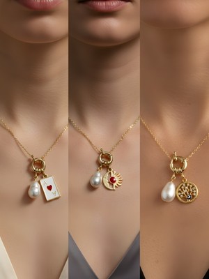 NKT Collection Hayat Ağacı Ay Güneş Kupa As Incili Kolye